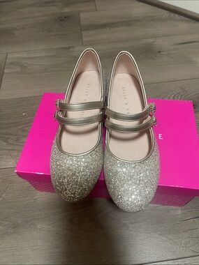 Kelly & Katie Glitter Double-Strap Mary Jane Flats - Gold